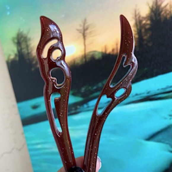 SALE ! 2 for $25 Red Handmade hair pin stick - Picture 6 of 14